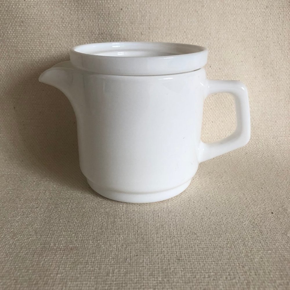 White Milk Glass Vintage Creamer with Lid